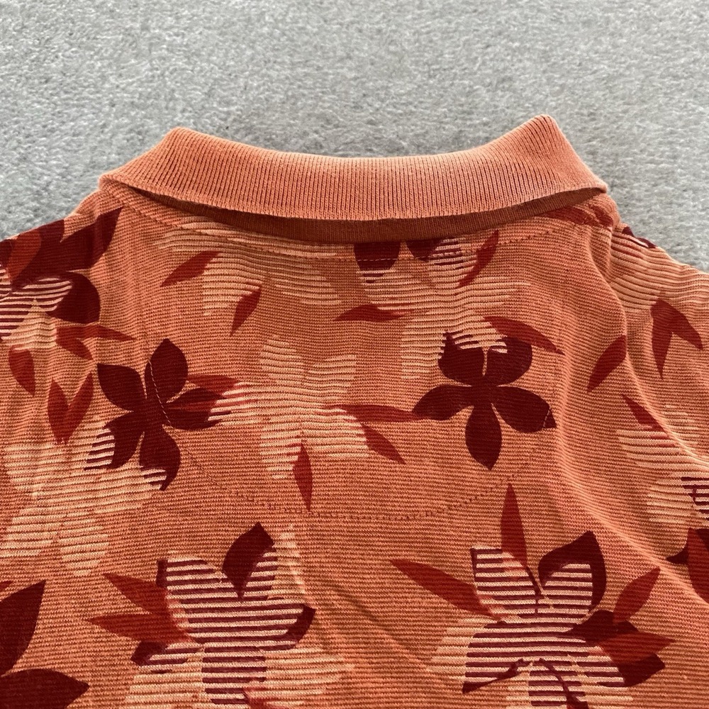 Ocean Pacific Menswear Polo Shirt Medium Orange Hawaiian Red Floral Travel - Picture 11 of 14